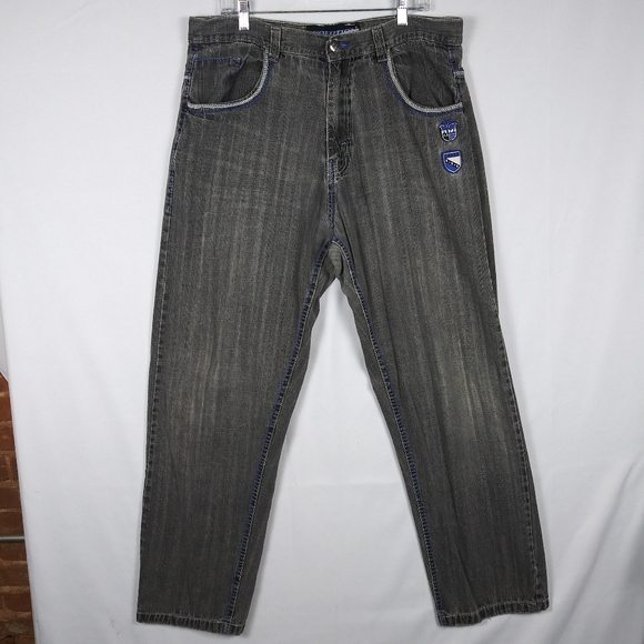 Vtg Evolution In Design Baggy Skater Y2k Jeans Denim Grunge Men 38x34 Gray - Picture 1 of 10